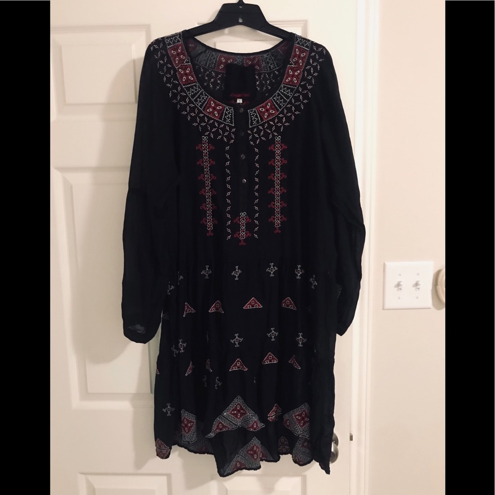 Johnny Was embroidered longsleeve dress.